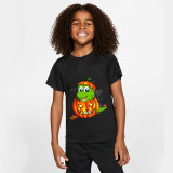 Halloween White Toddler Little Boy&Girl Cute Cartoon Dinosaur Pumpkin Short Sleeve T-shirts