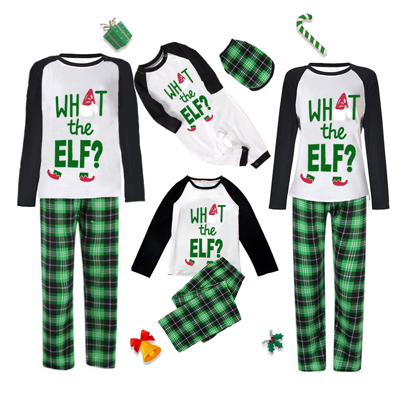 Christmas Matching Family Pajamas What The Elf Green Plaid Pajamas Set