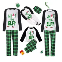 Christmas Matching Family Pajamas What The Elf Green Plaid Pajamas Set