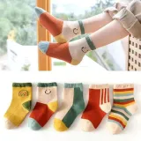 Toddler Kids 5PCS Cartoon Printed Transportation Vehicle Dinosaur Warm Cotton Socks