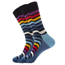 Women Adult Socks Irregular Stripe Breathable Personality Casual Socks