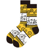 Women Adult Socks Pocket Watch Bicycle Printed Casual Tube Socks