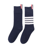 Men Adult Socks Pure Color Stripe Warm Casual Cotton Socks