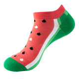 Women Adult Socks 4 Pair of Avocado Watermelon Warm Boat Socks