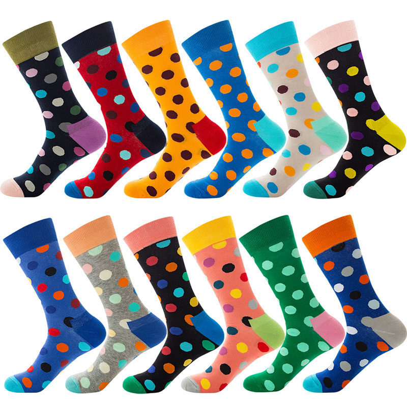 Unisex Adult Women Socks Multicolor Dot Hip Hop Cotton Man Socks