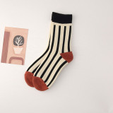 Women Adult Socks Diamond Check Jacquard Warm Casual Cotton Socks