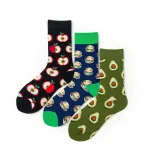 Women Adult Socks Funny Cartoon Avocado Zebra Stripes Apple Colorful Casual Socks