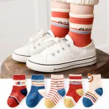 Toddler Kids 5PCS Cartoon Printed Transportation Vehicle Dinosaur Warm Cotton Socks