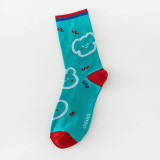 Women Adult Socks Color Matching Daisy Cherry Casual Socks