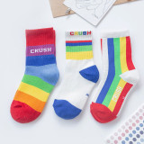 Baby Toddler 3PCS Rainbow Letter Printed Casual Cotton Socks