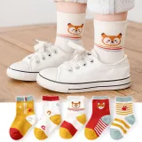 Toddler Kids 5PCS Cartoon Printed Transportation Vehicle Dinosaur Warm Cotton Socks