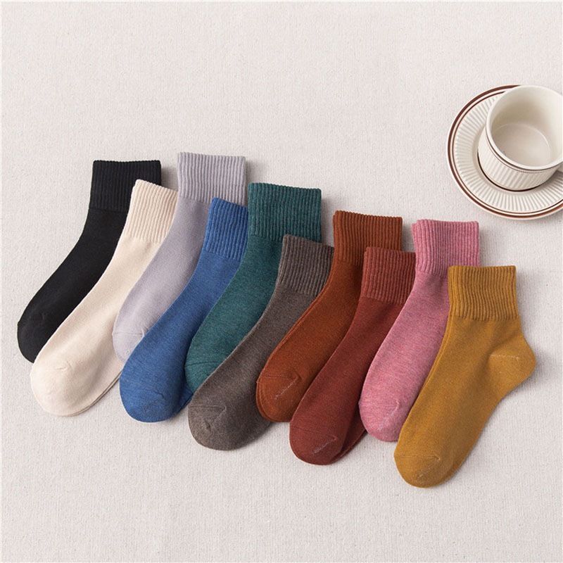 Women Adult Socks Pure Color Winter Warm Casual Socks