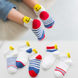 Toddler Kids 5PCS Cartoon Embroidery Mesh Breathable Warm Boat Socks