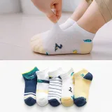 Toddler Kids 5PCS Cartoon Stripe Star Printed Mesh Breathable Boat Socks