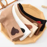 Women Adult Socks 5 Pair of Love Heart Jacquard Warm Color Series Pure Cotton Socks