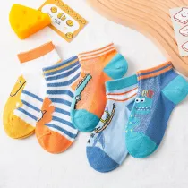 Baby Toddler 5PCS Cartoon Mesh Breathable Printed Boat Socks