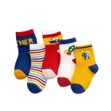 Baby Toddler 5PCS Pure Color Breathable Cartoon Printed Cotton Socks