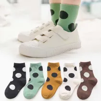Toddler Kids 5PCS Cartoon Printed Dot Strawberry Cotton Socks