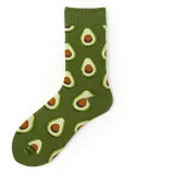 Women Adult Socks Funny Cartoon Avocado Zebra Stripes Apple Colorful Casual Socks