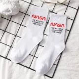Men Adult Socks Pure Color Printed Astronaut Sport Basketball Cotton Socks