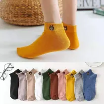 Women Adult Socks Ten Colors Cartoon Embroidery Bear Soft Warm Boat Socks