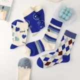 Women Adult Socks Klein Blue Street Smiling Face Sports Cotton Socks