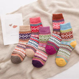 Women Adult Socks 5 Pair of Multicolor Cruciform Printed Warm Casual Socks
