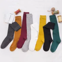 Women Adult Socks Pure Color Stockings Over the Knee Casual Socks