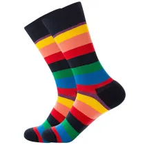 Women Adult Socks Colorful Stripe Breathable Personality Casual Socks