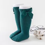 Toddler Kids Knee High Bowknot Pure Color Cotton Socks
