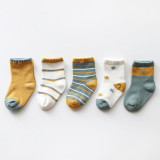 Baby Toddler 5PCS Cartoon Stripe Warm Soft Printed Cotton Socks
