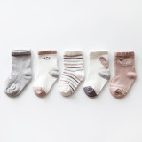 Baby Toddler 5PCS Cartoon Stripe Warm Soft Printed Cotton Socks
