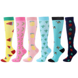 Women Adult Socks 6 Pair of Color Printing Compression Knee High Socks
