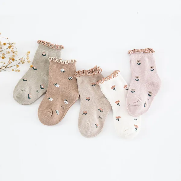 Toddler Kids Printed Agaric Edge Soft Warm Socks