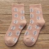 Women Adult Socks Warm Cartoon Bear Tree Rhombic Lattice Casual Cotton Socks