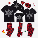 Christmas Matching Family Pajamas Diamonds Bling Snowflake Black Christmas Pajamas Set