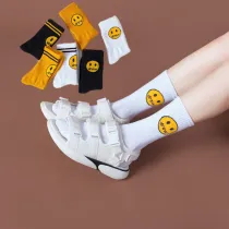 Women Adult Socks Smiling Face Printed Sports Cotton Socks