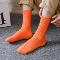 Men Adult Socks Candy Color Warm Cotton Casual Pile Socks