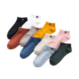 Women Adult Socks Ten Colors Cartoon Embroidery Bear Soft Warm Boat Socks