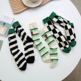 Women Adult Socks Green Series Cute Embroidery Love Heart Cotton Sports Socks