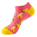 Women Adult Socks 4 Pair of Banana Lemon Soft Warm Boat Socks