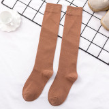Women Adult Socks Pure Color Cotton Rib Knee High Casual Socks