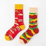 Women Adult Socks Contrast Color Cute Cartoon Personality Casual AB Socks
