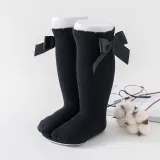 Toddler Kids Knee High Bowknot Pure Color Cotton Socks