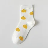 Women Adult Socks Color Matching Cartoon Fruit Orange Letter smiling Face Casual Socks