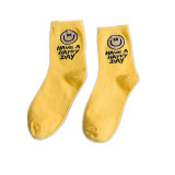 Women Adult Socks Have A Happy Day Smiling Face Printed Casual Socks