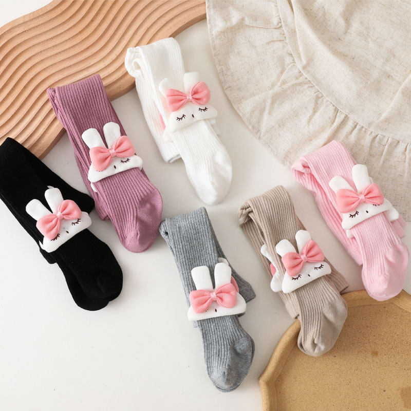 Baby Toddler Girls Cartoon Rabbit with Bowknot Pantyhose Cotton Warm Leggings Stockings