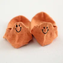 Women Adult Socks Cute Embroidery Smiling Face Soft Warm Boat Socks