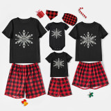 Christmas Matching Family Pajamas Diamonds Blingbling Snowflake Black Christmas Pajamas Set