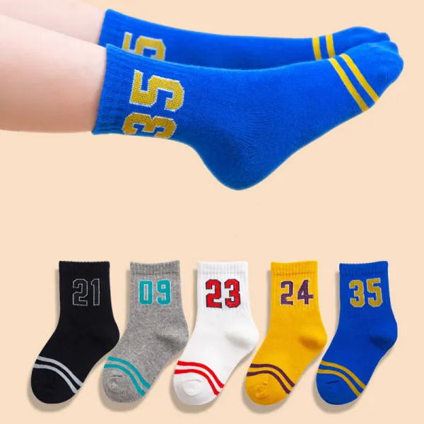 Toddler Kids 5PCS Number Printed Cotton Socks